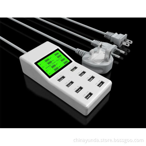 New Brand 8 Port USB Mobile Phone Charger with LCD 5V 9.2A Output UK/EU/US Standard